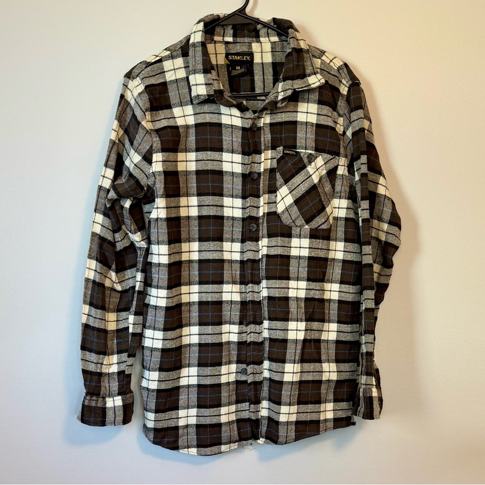 Stanley Men's Black and White Plaid Shirt